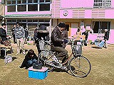 自転車発電実験小